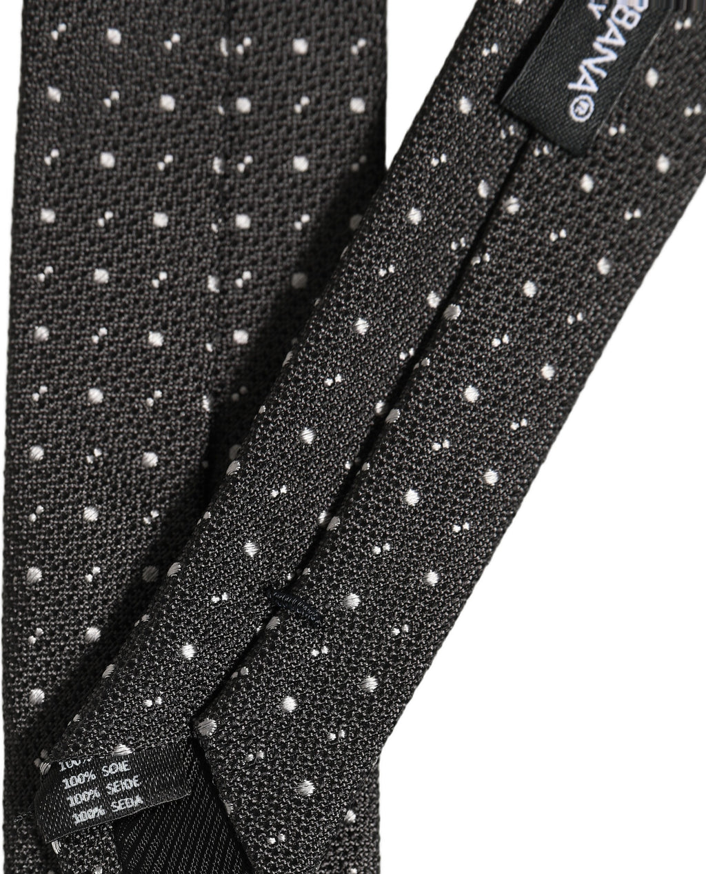 Dark Gray Polka Dot Silk Adjustable Necktie Accessory Tie