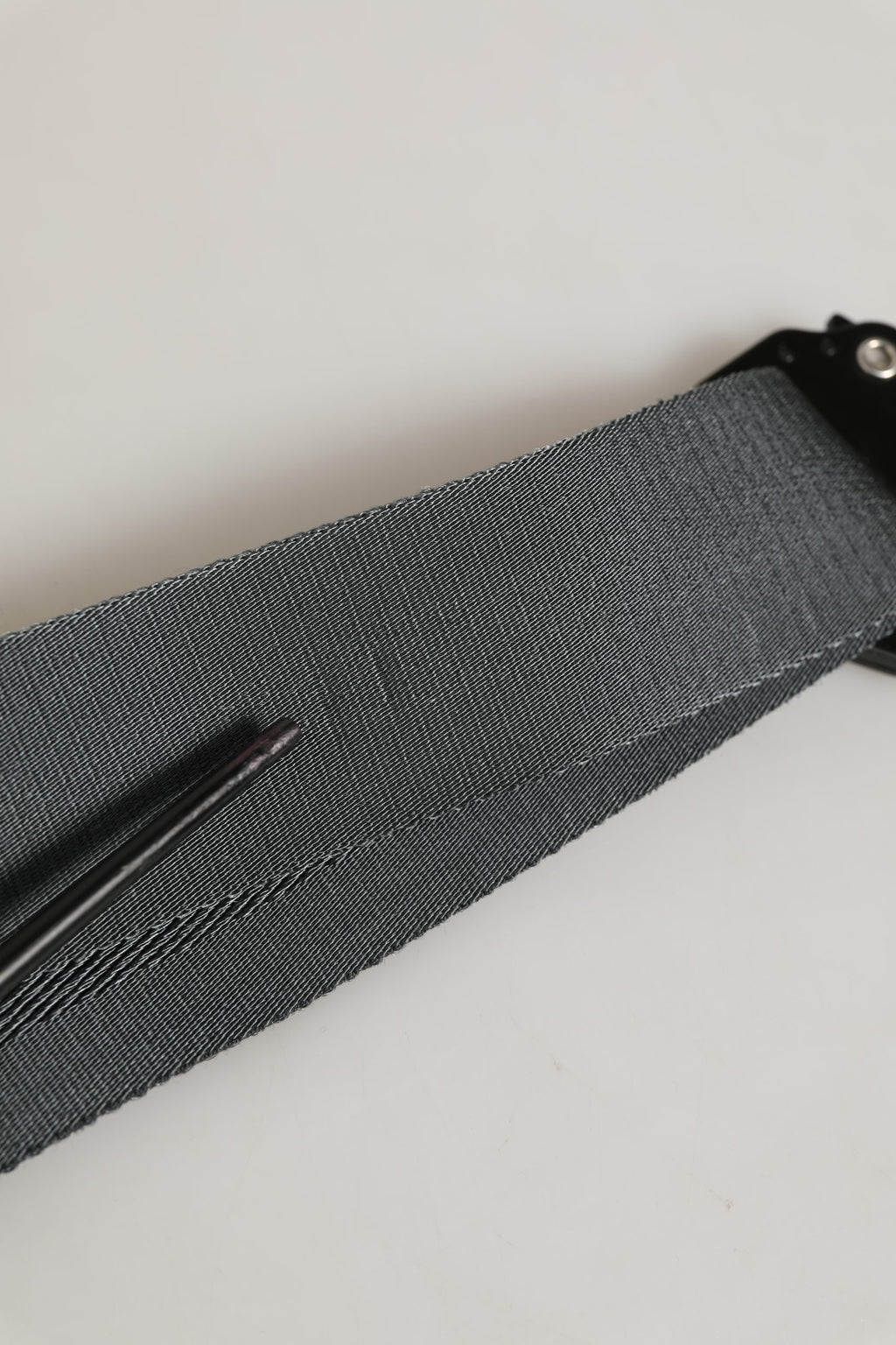 Men Gray Fabric Strap Logo Metal Buckle Belt
