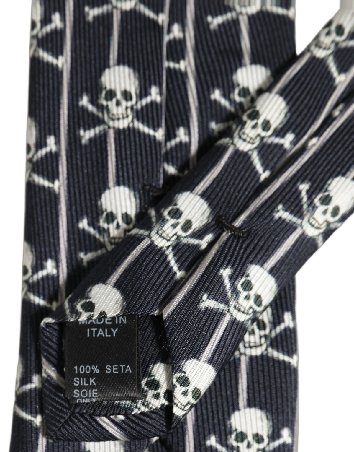 Men Black Silk Skull Fantasy Adjustable Tied Necktie Tie