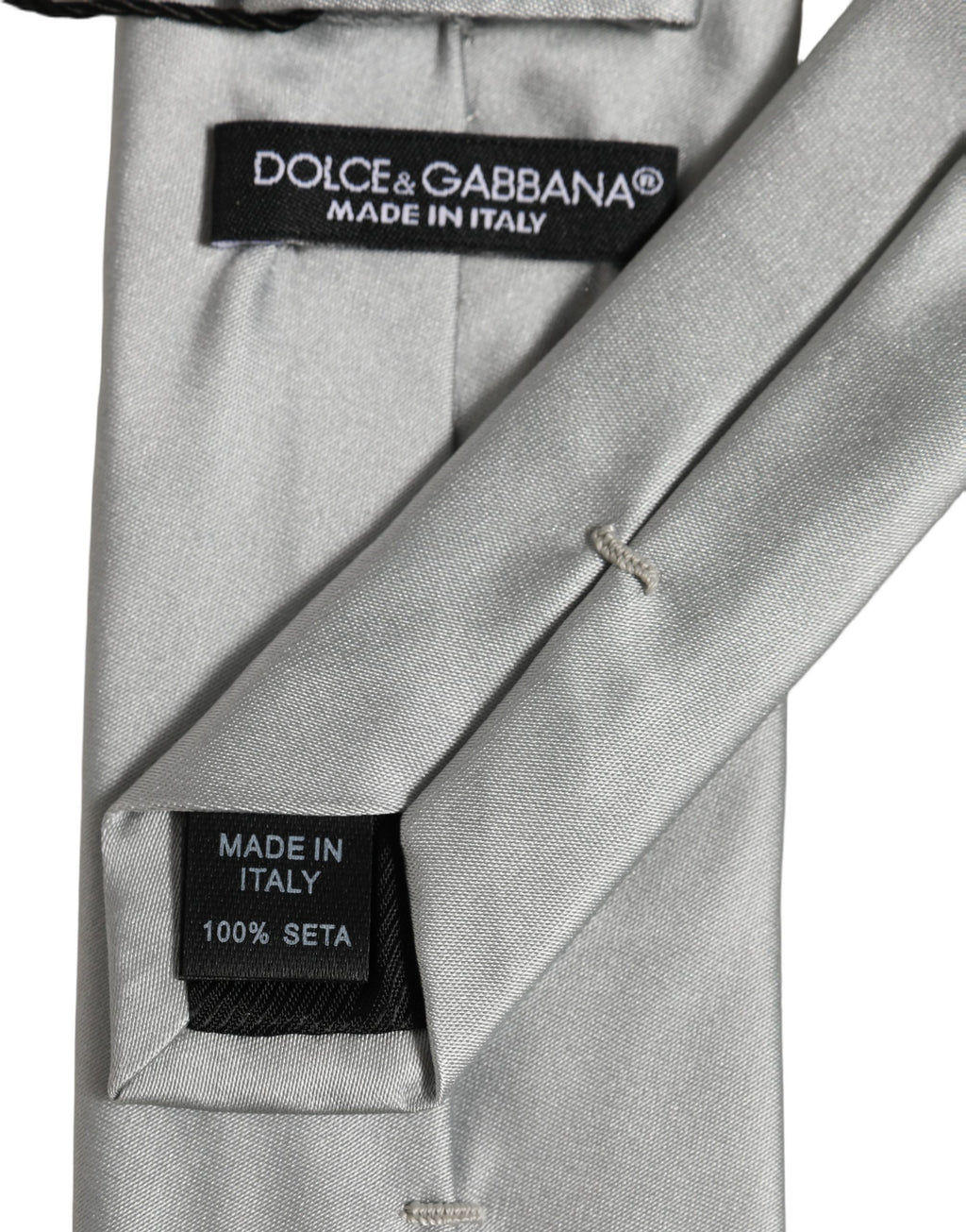 Gray Satin 100% Silk Adjustable Tied Men Necktie Tie