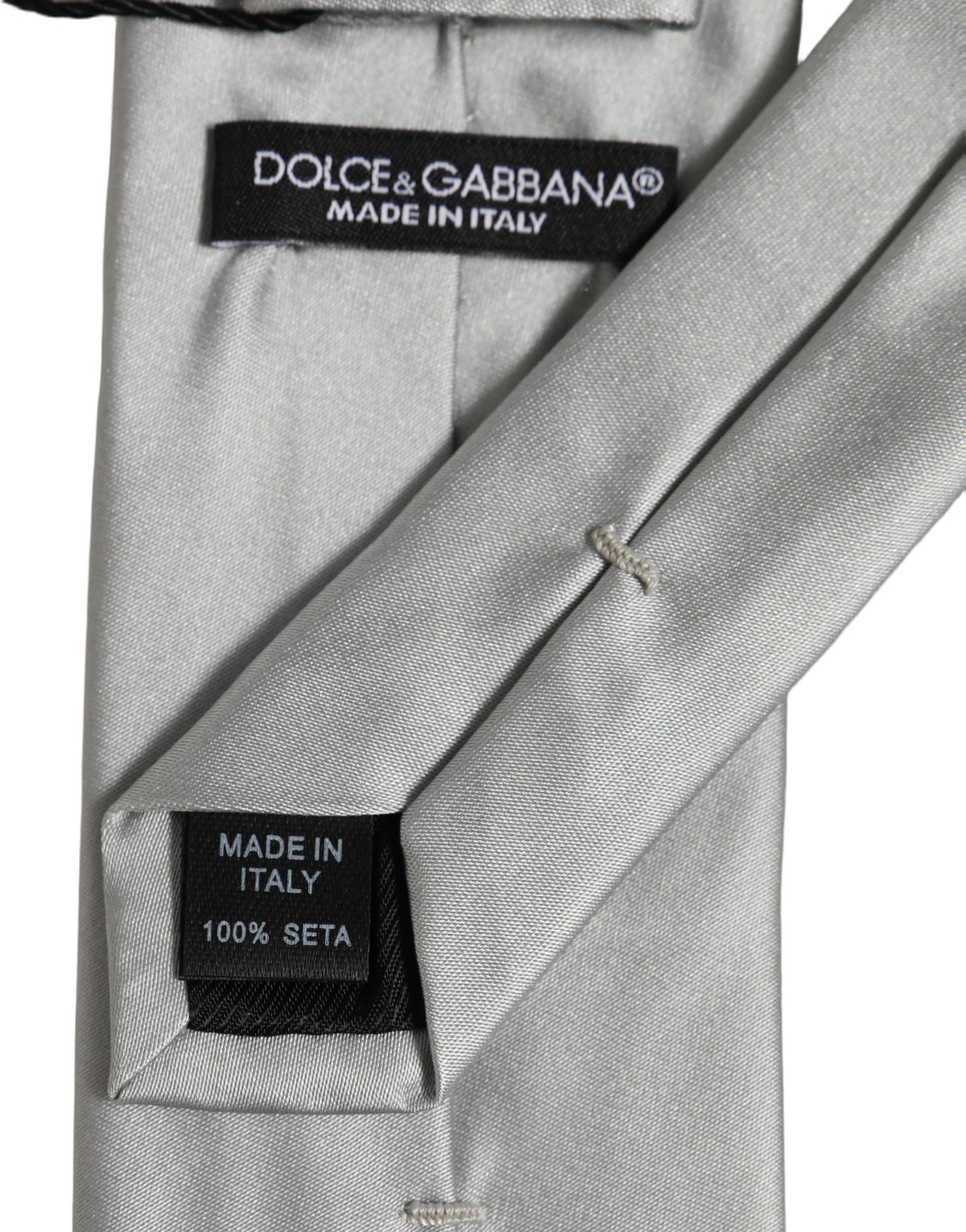 Gray Satin 100% Silk Adjustable Tied Men Necktie Tie