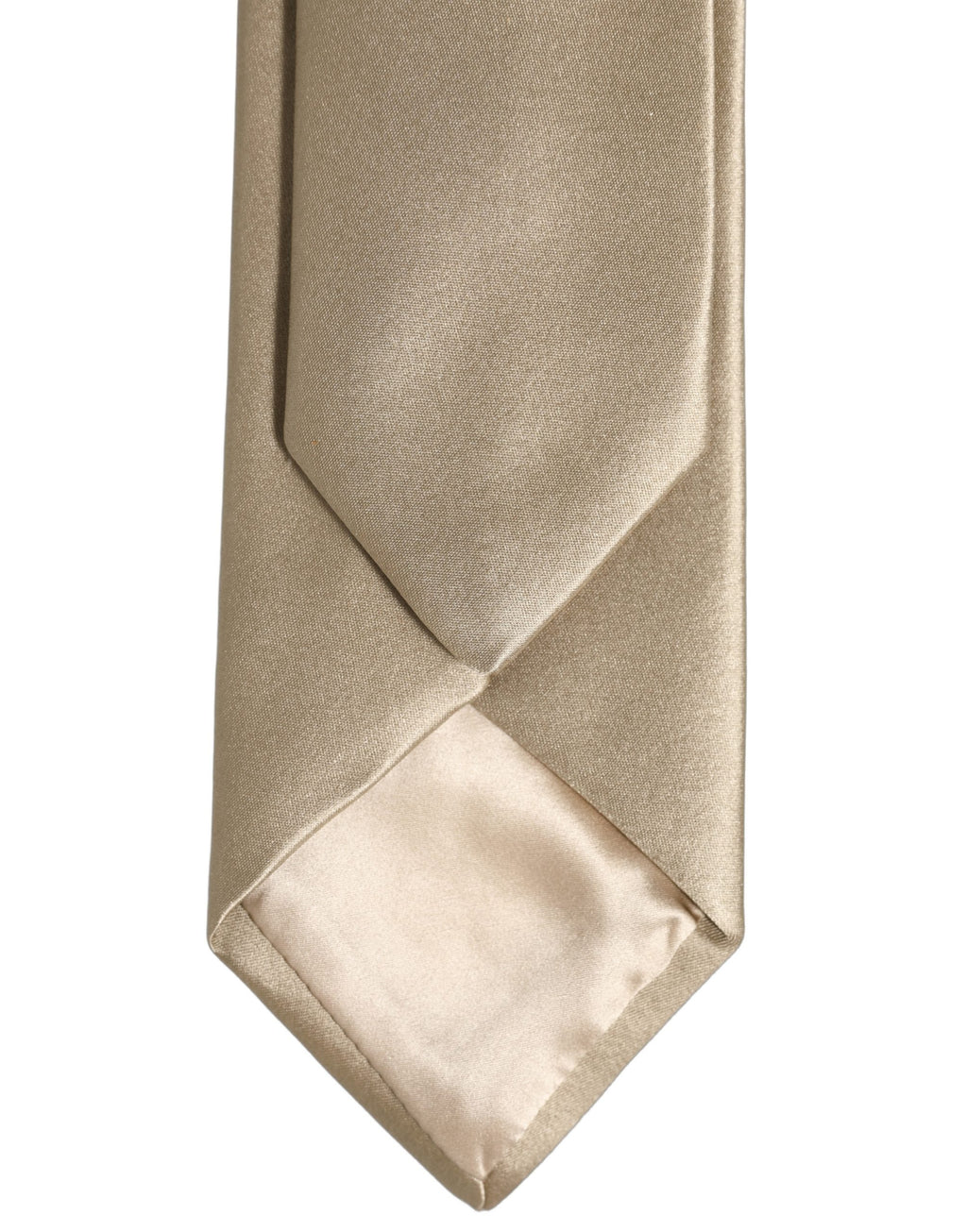 Beige Satin Silk Adjustable Tied Necktie Accessory Tie