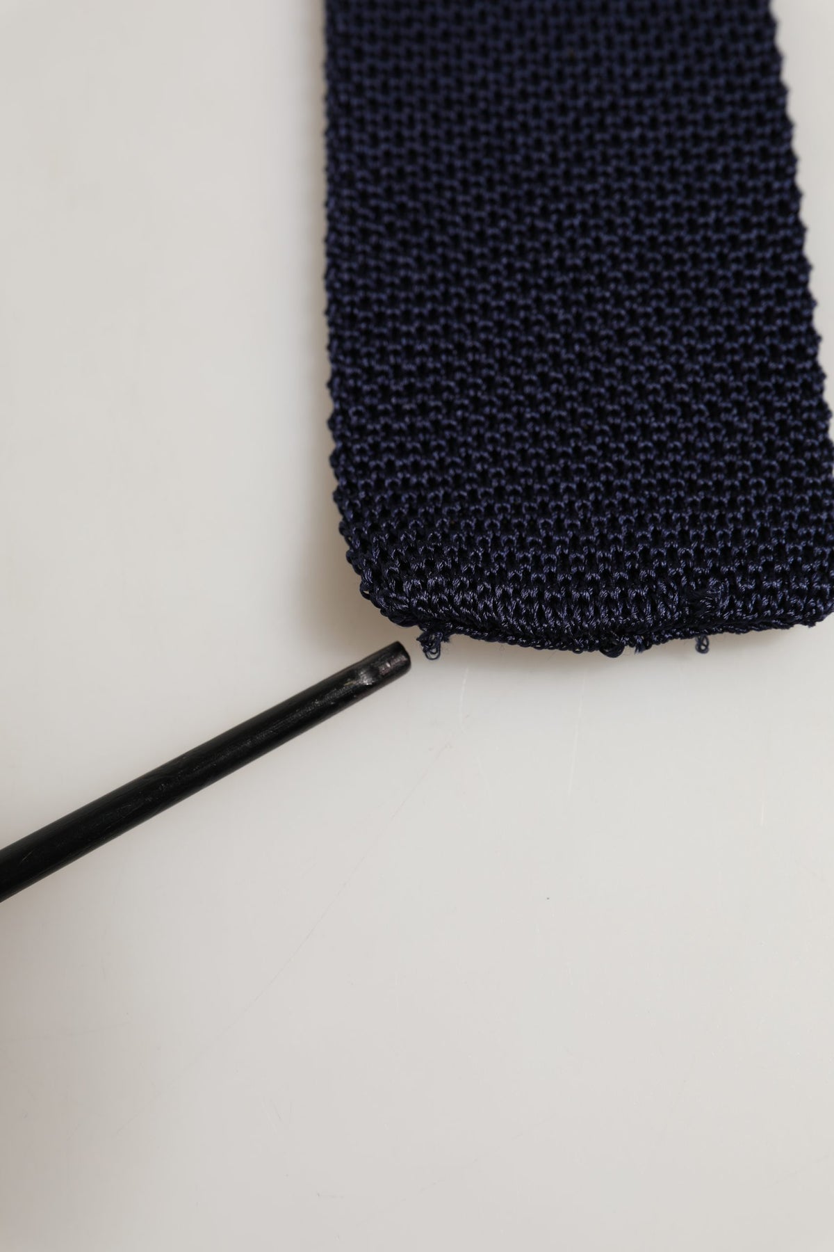 Dark Blue Textured Knitted Adjustable Necktie Accessory Tie