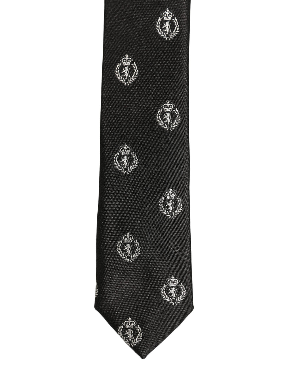Black Crest Emblem Silk Adjustable Necktie Accessory Tie