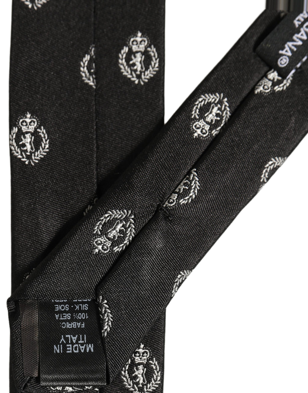 Black Crest Emblem Silk Adjustable Necktie Accessory Tie