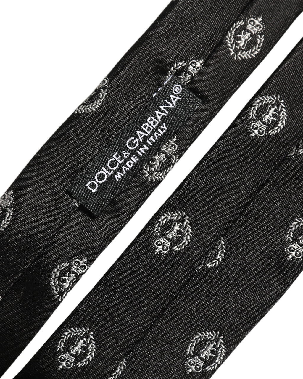 Black Crest Emblem Silk Adjustable Necktie Accessory Tie