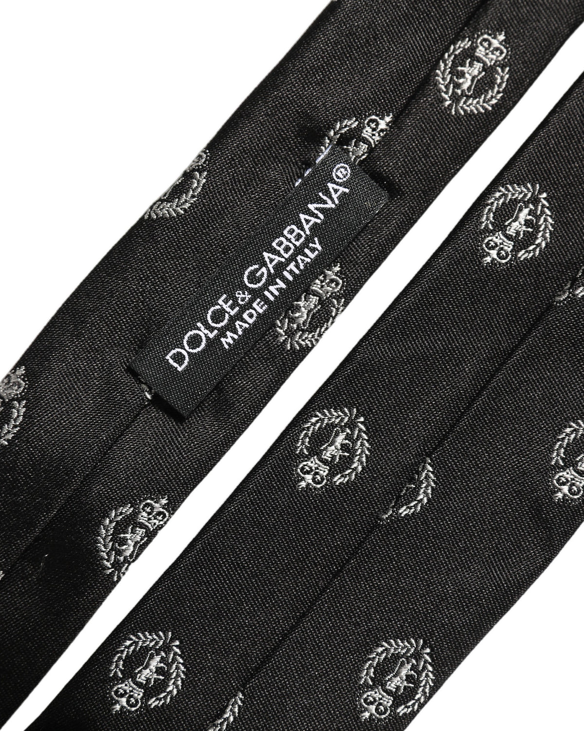 Black Crest Emblem Silk Adjustable Necktie Accessory Tie