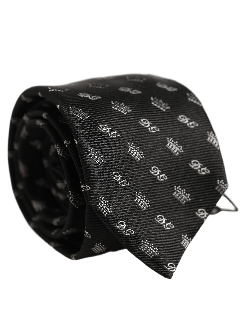 Black White DG Crown Adjustable Men Necktie Accessory Tie