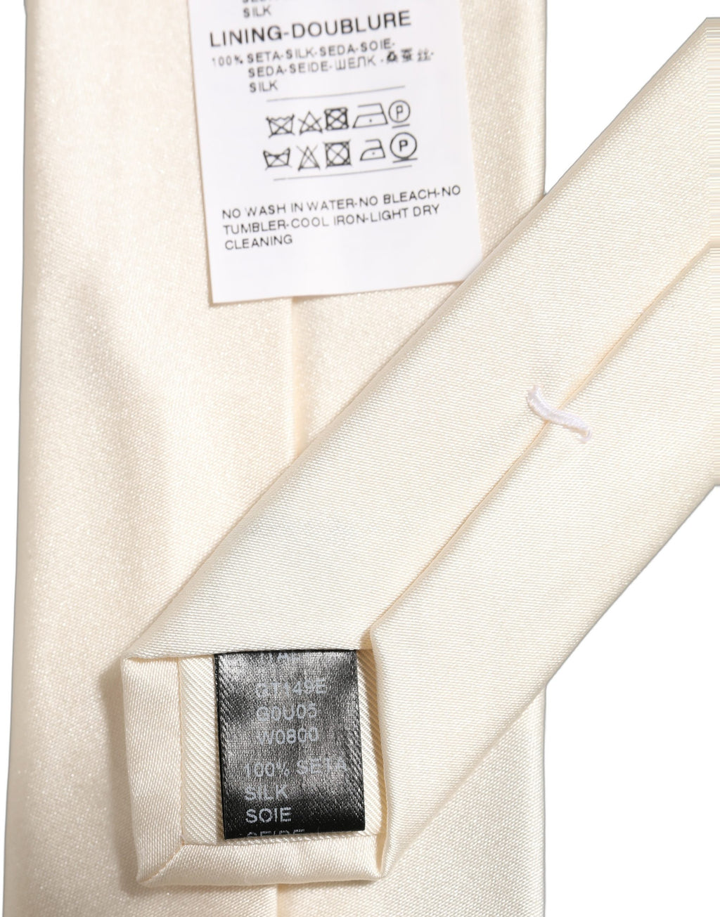 Cream Satin 100% Silk Adjustable Tied Men Necktie Tie