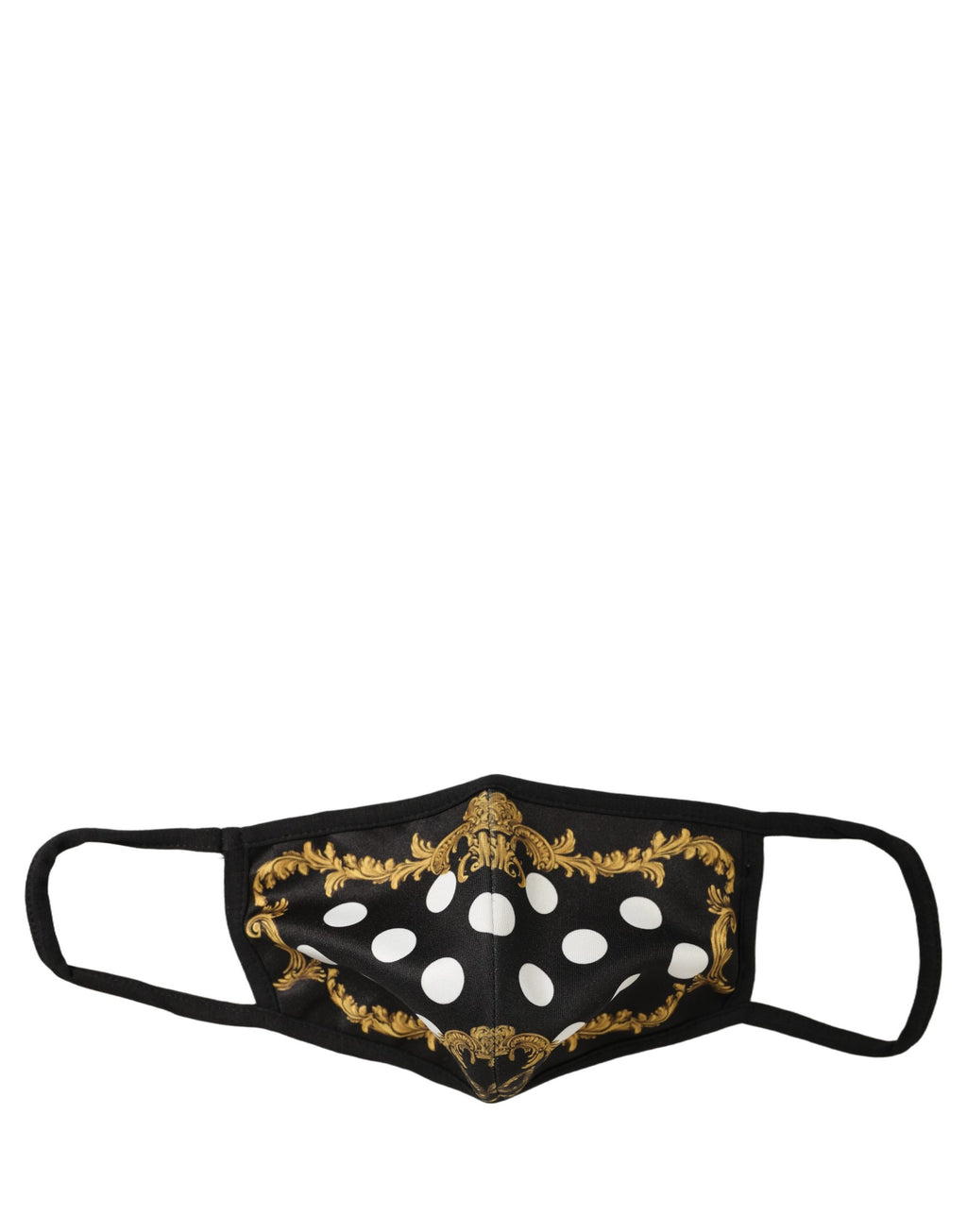 Black Baroque Print Polka Dot Elastic Ear Strap Face Mask
