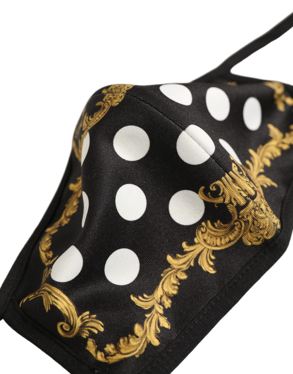 Black Baroque Print Polka Dot Elastic Ear Strap Face Mask