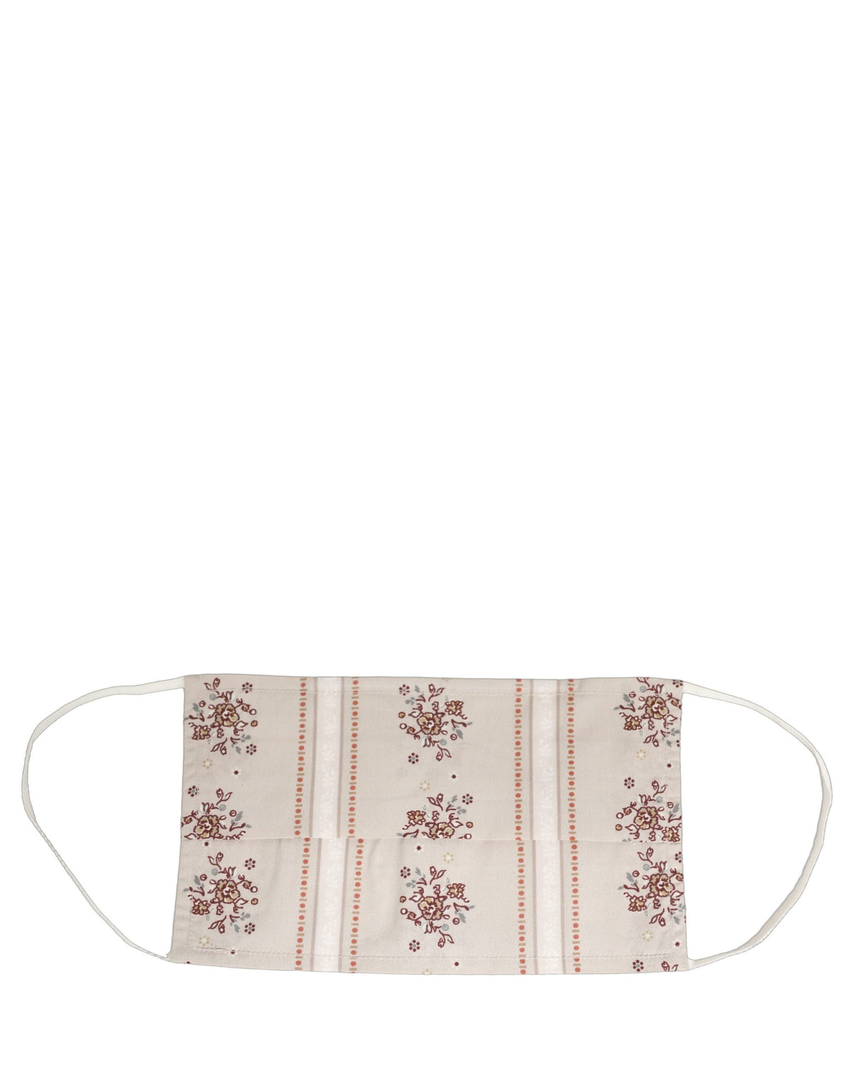 Beige Floral Print Pleated Elastic Ear Strap Face Mask