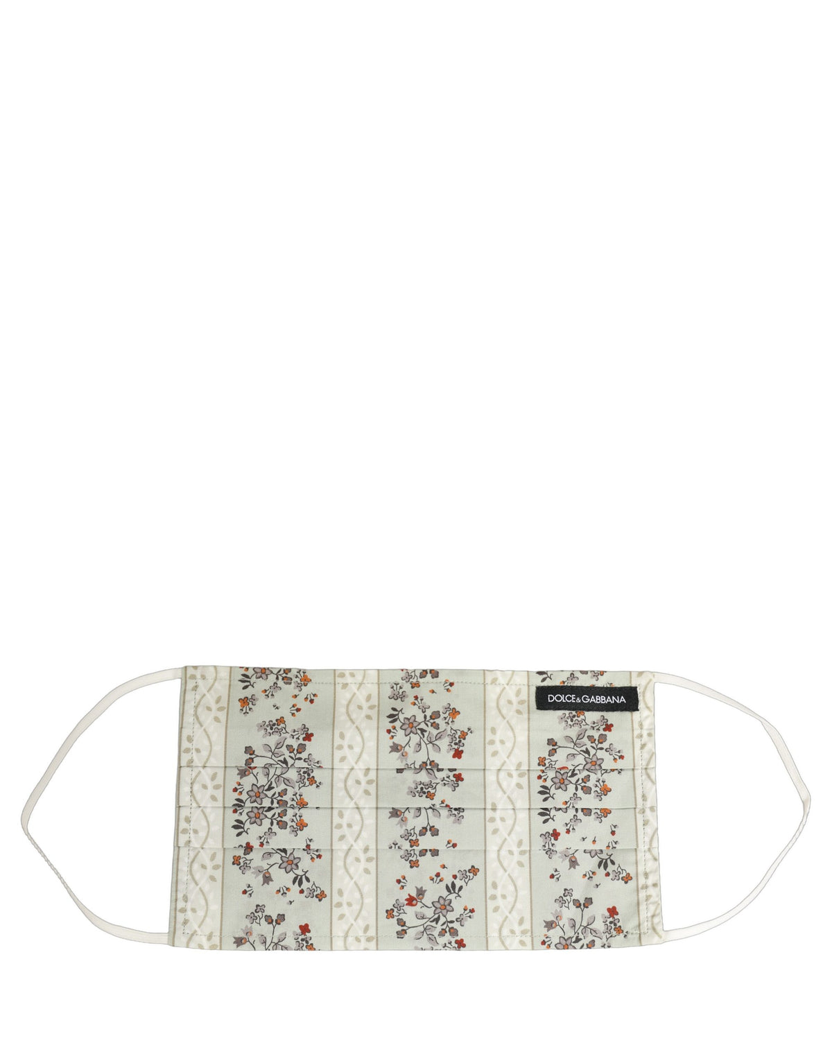 White Floral Cotton Pleated Elastic Ear Strap Face Mask