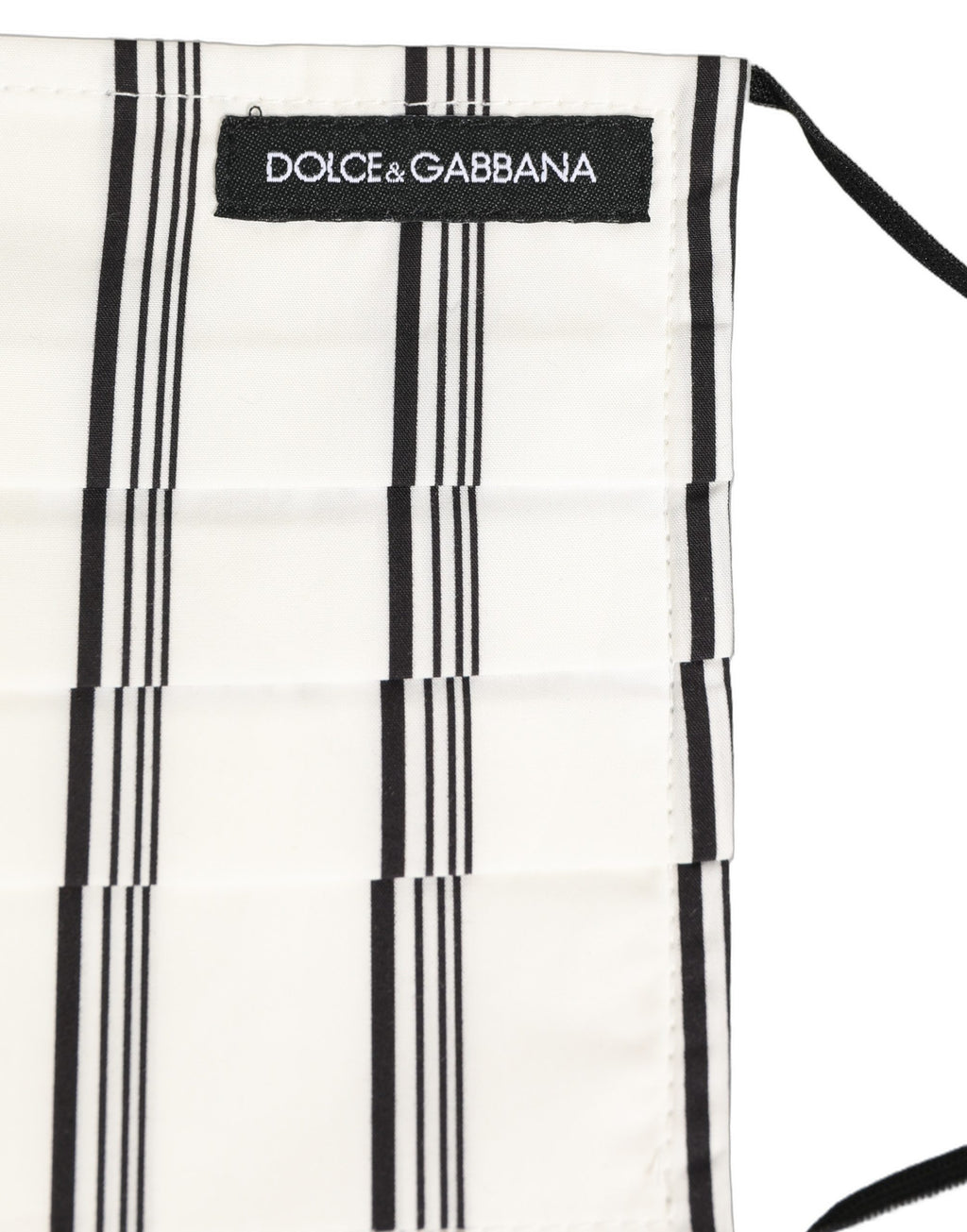 White Black Pinstripe Pleated Elastic Ear Strap Face Mask