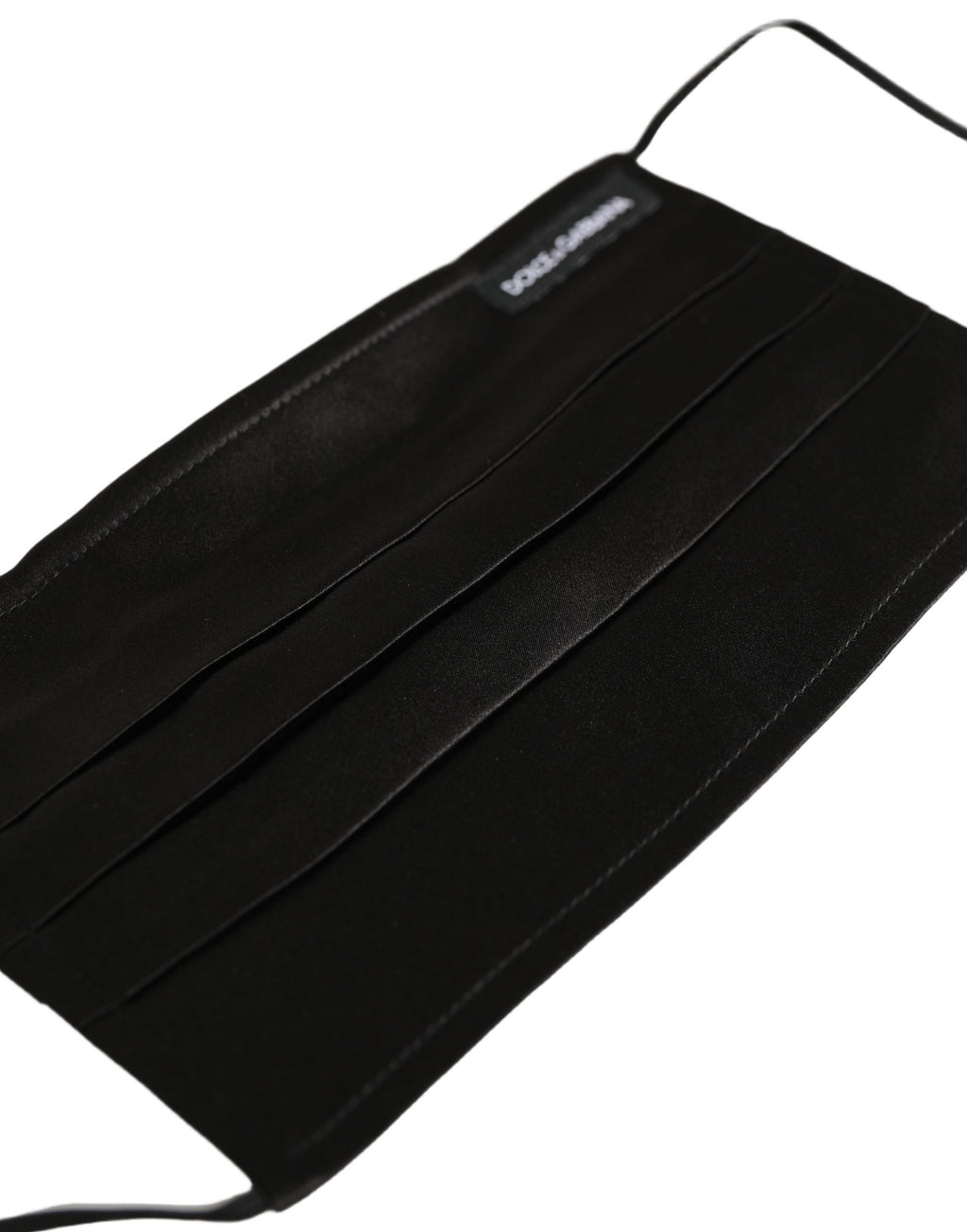 Black Satin Silk Pleated Elastic Ear Strap Face Mask