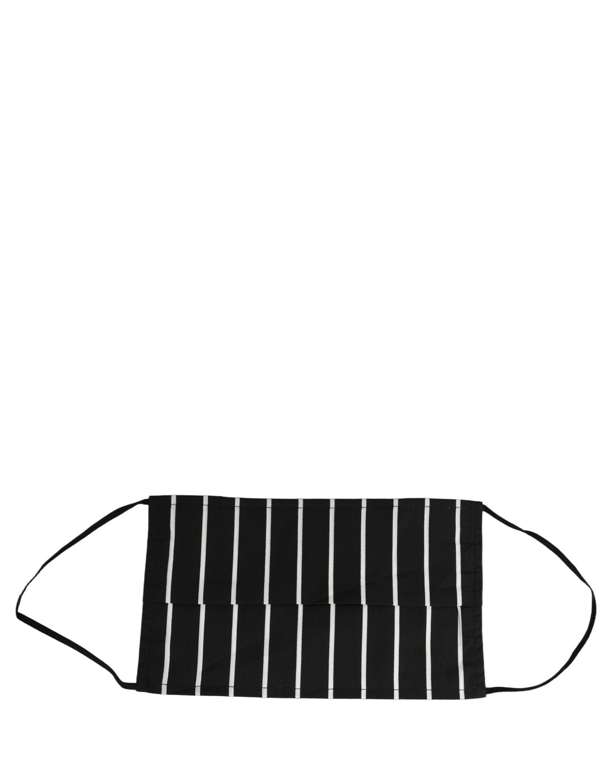 Black White Pinstripe Pleated Elastic Ear Strap Face Mask