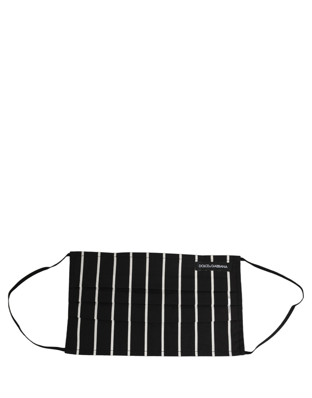 Black White Pinstripe Pleated Elastic Ear Strap Face Mask