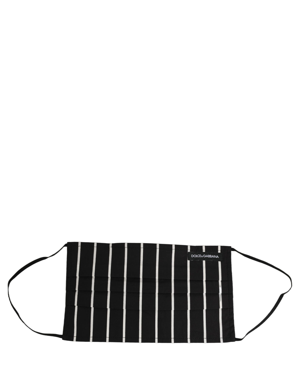 Black White Pinstripe Pleated Elastic Ear Strap Face Mask