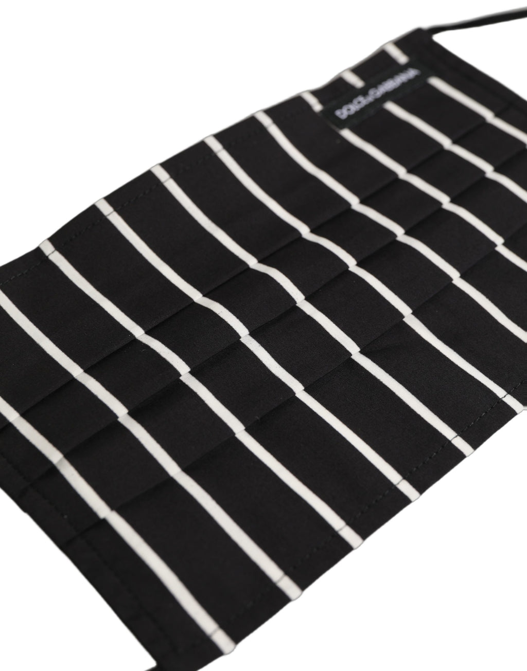 Black White Pinstripe Pleated Elastic Ear Strap Face Mask