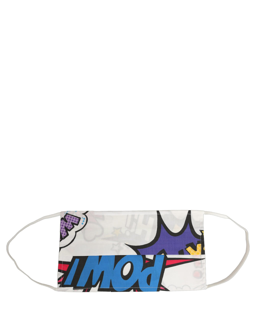 White Comic Print Pleated Elastic Ear Strap Face Mask