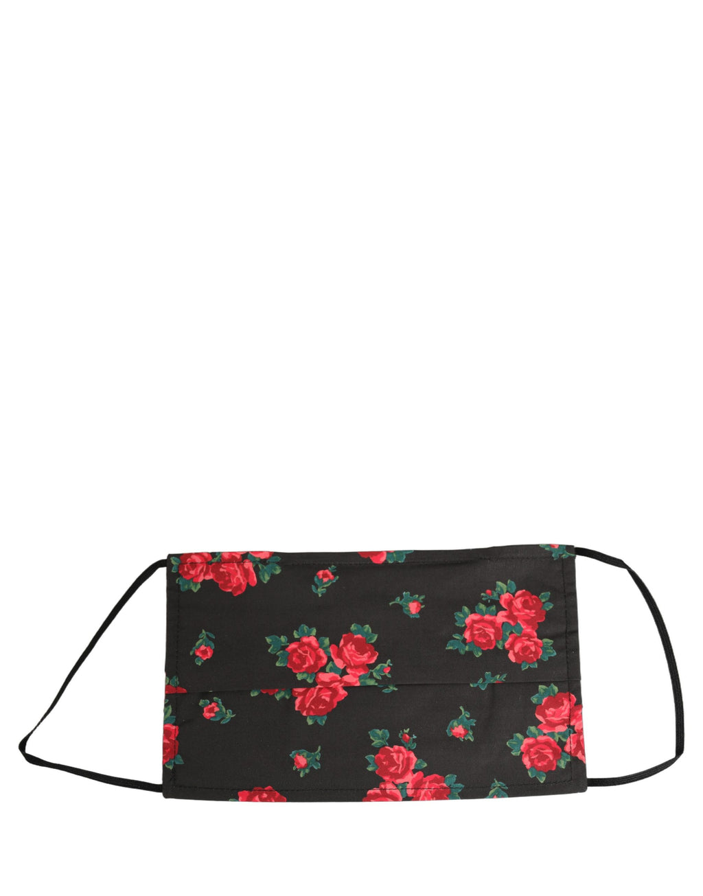 Black Floral Print Pleated Elastic Ear Strap Face Mask
