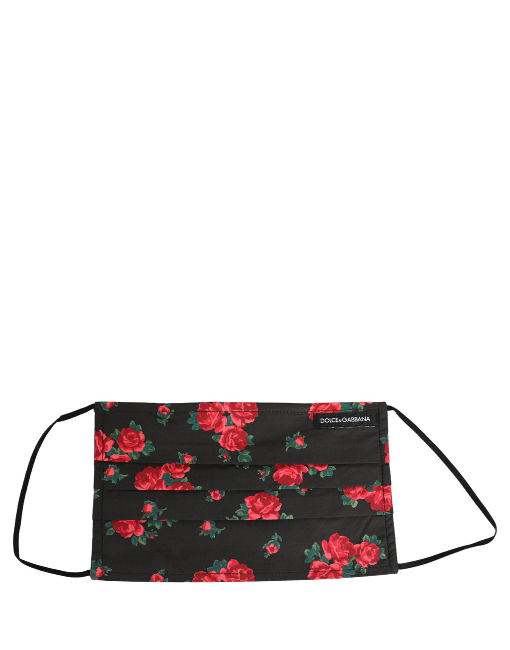 Black Floral Print Pleated Elastic Ear Strap Face Mask
