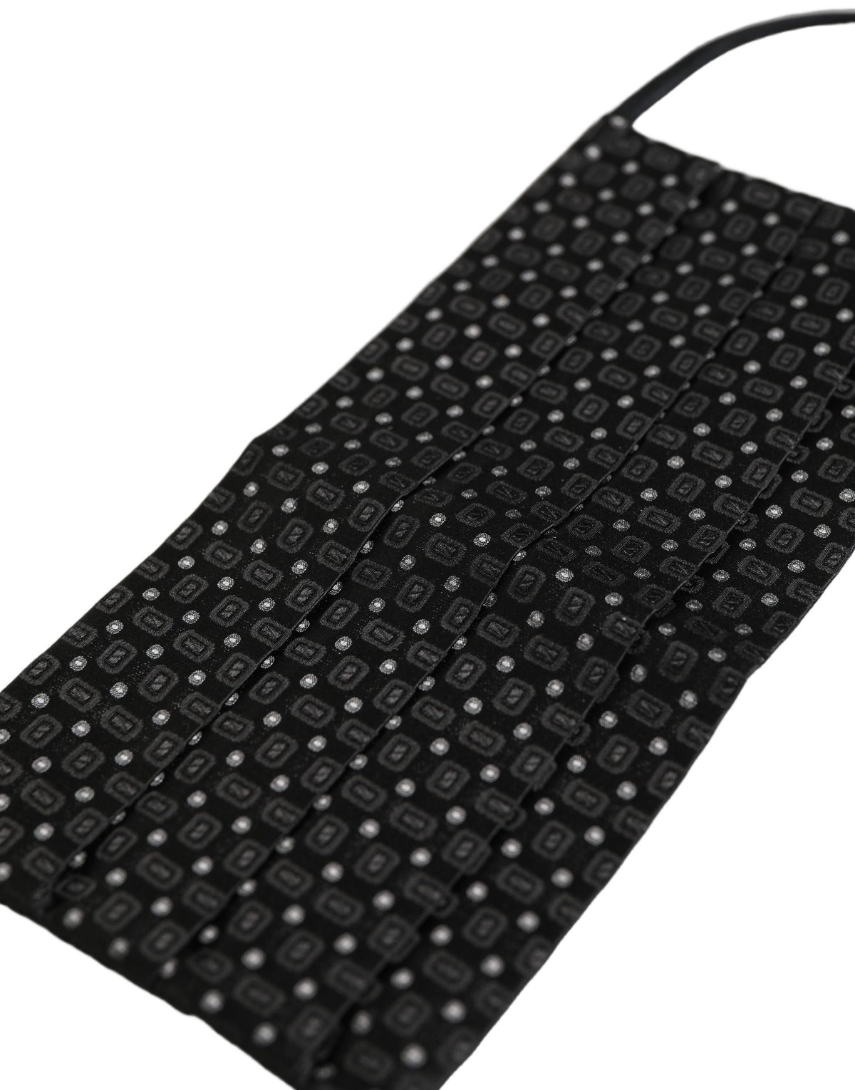 Black Silk Patterned Pleated Elastic Ear Strap Face Mask