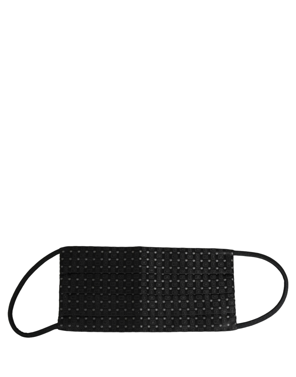 Black Silk Patterned Pleated Elastic Ear Strap Face Mask