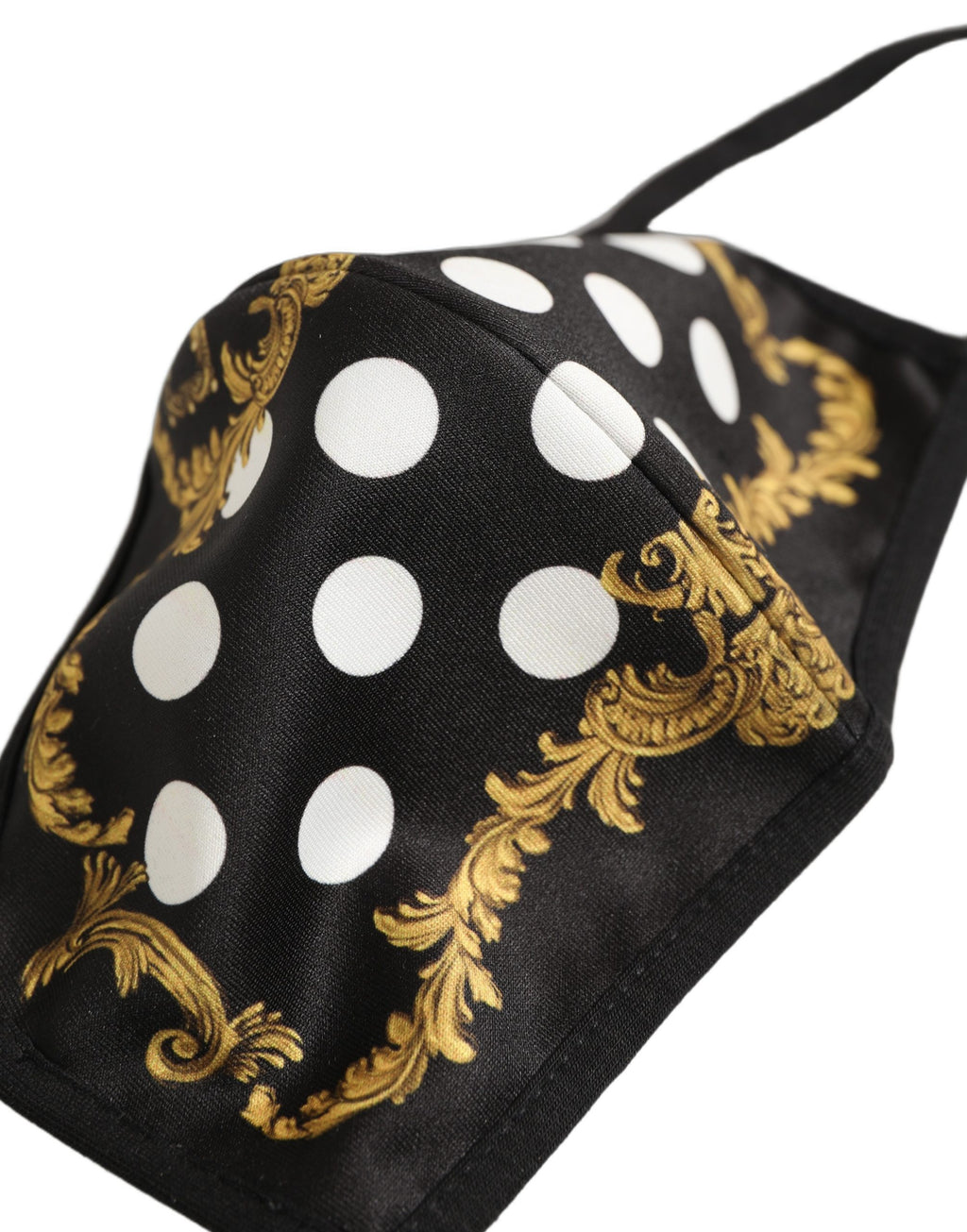 Black Baroque Print Polka Dot Elastic Ear Strap Face Mask
