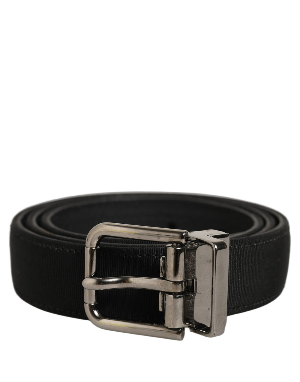 Black Classic Leather Silver Tone Buckle Belt