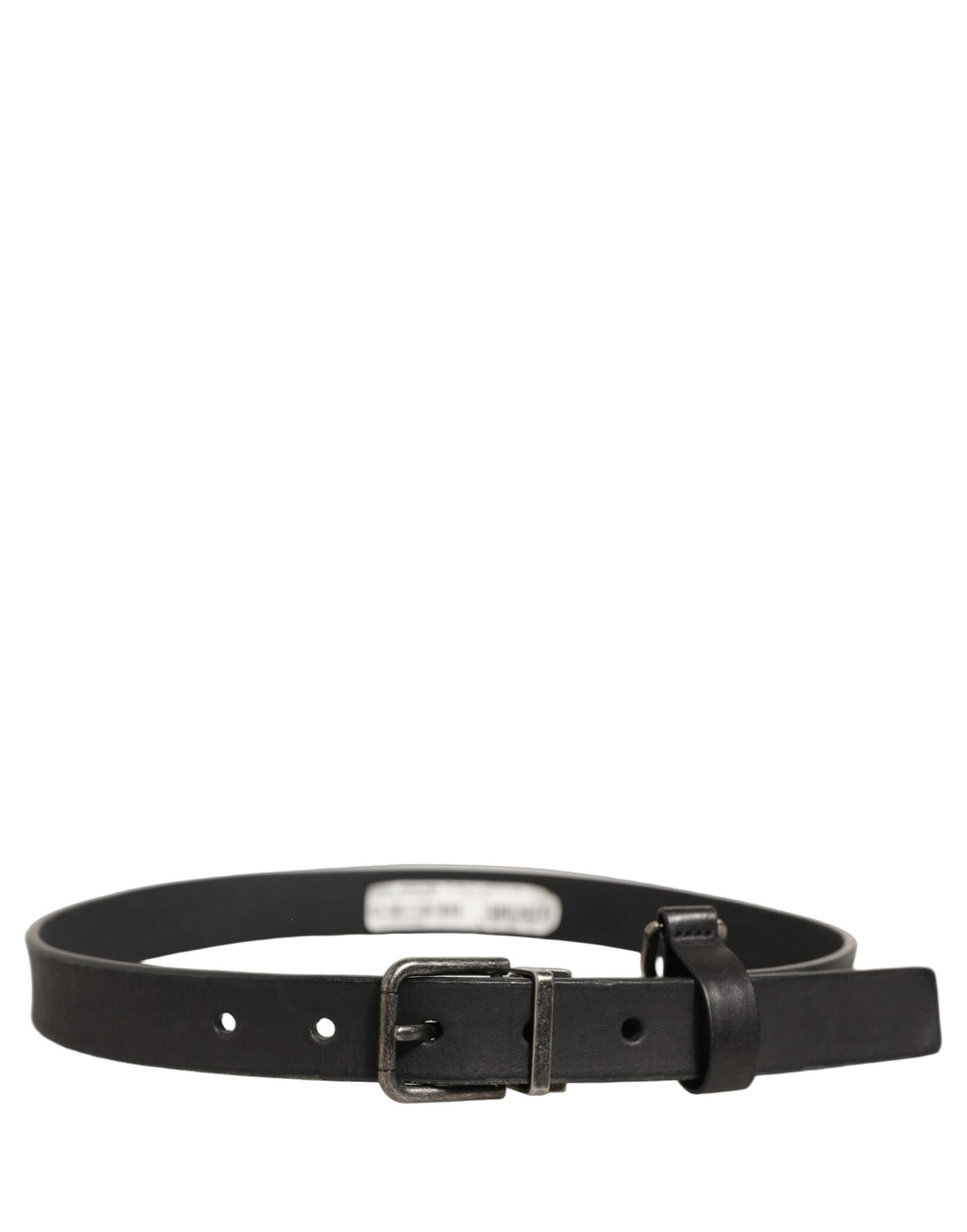 Black Leather Antique Finish Buckle Belt
