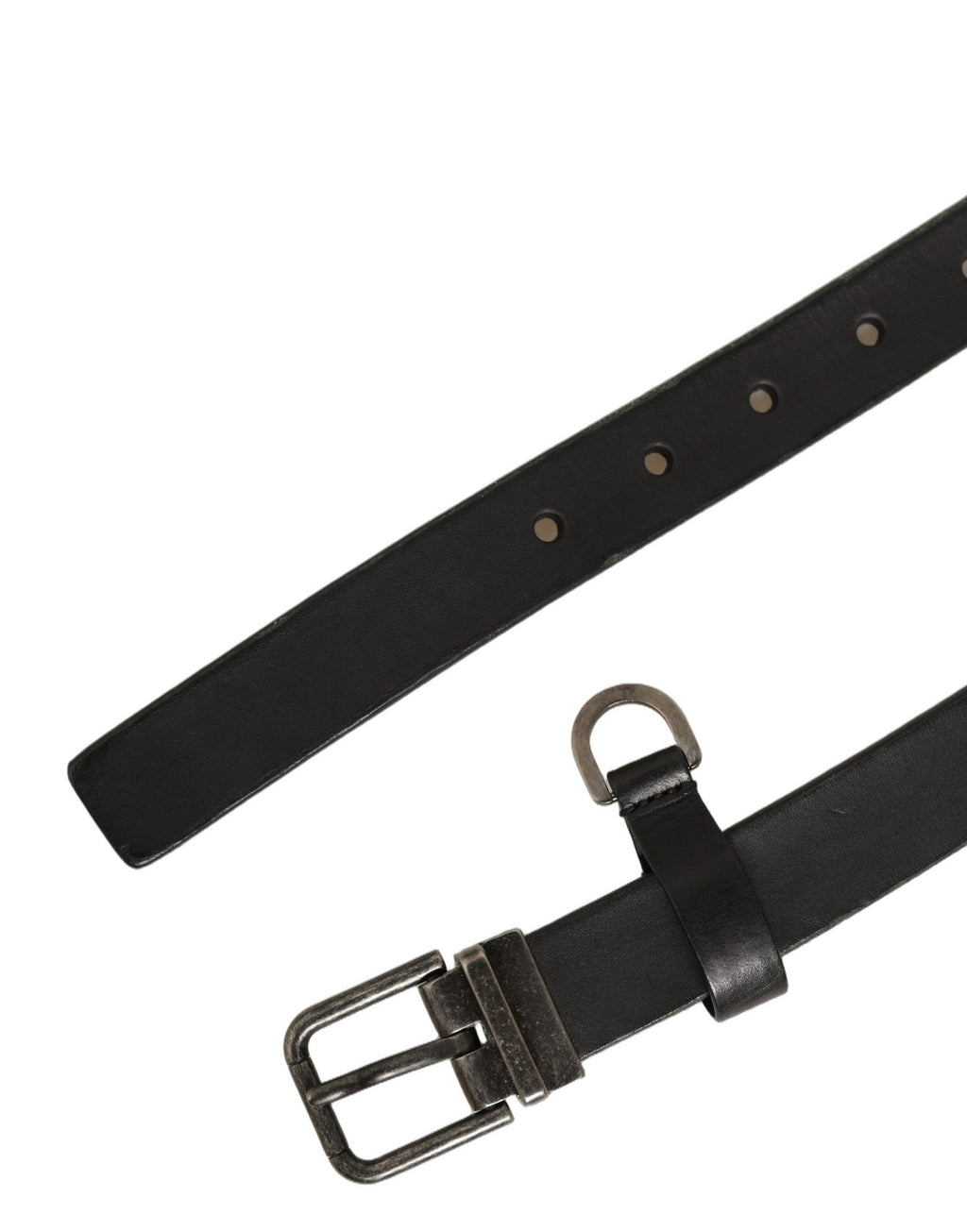 Black Leather Antique Finish Buckle Belt