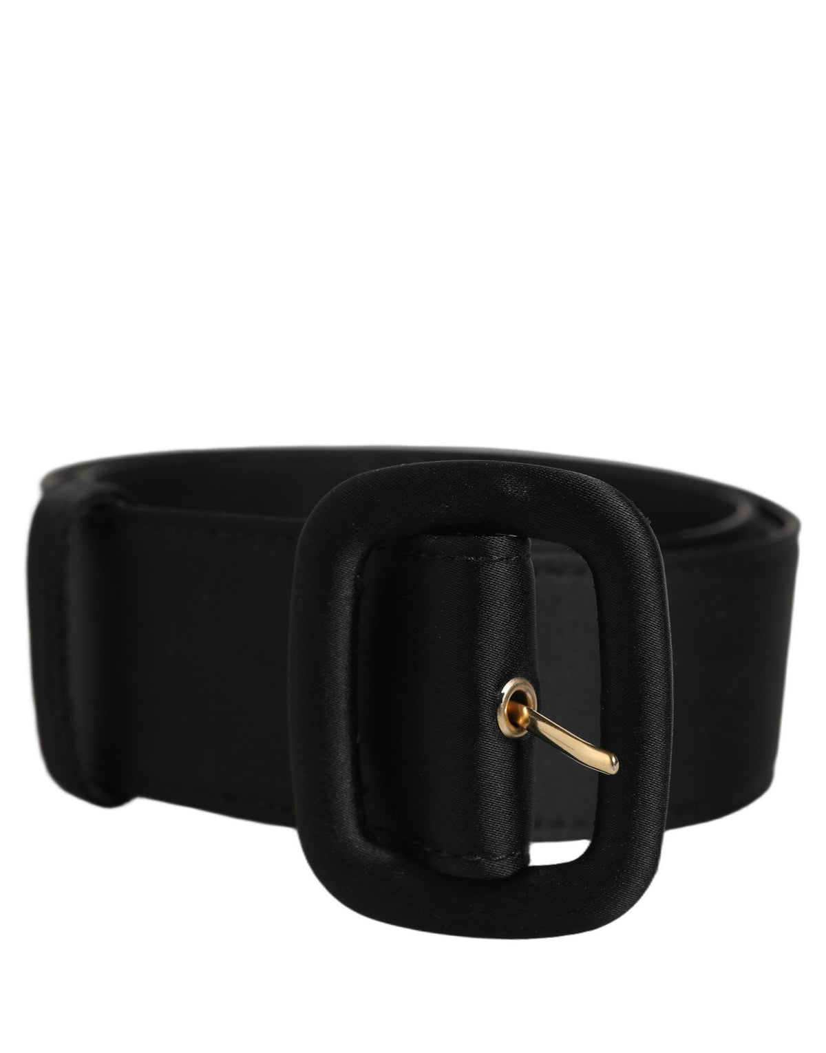 Black Wide Fabric Oval Buckle Cintura Belt