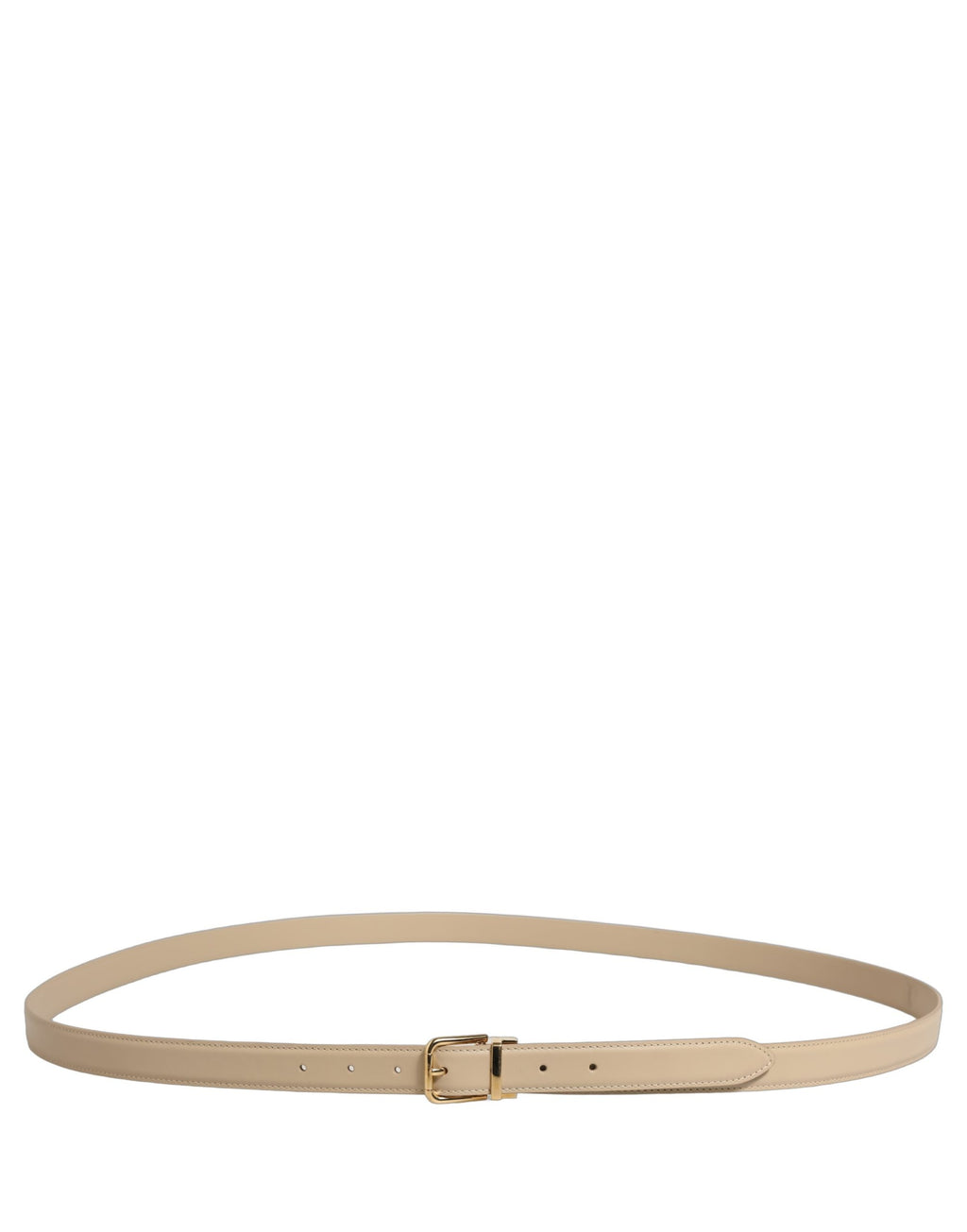 Beige Leather Double Wrap Gold Buckle Belt