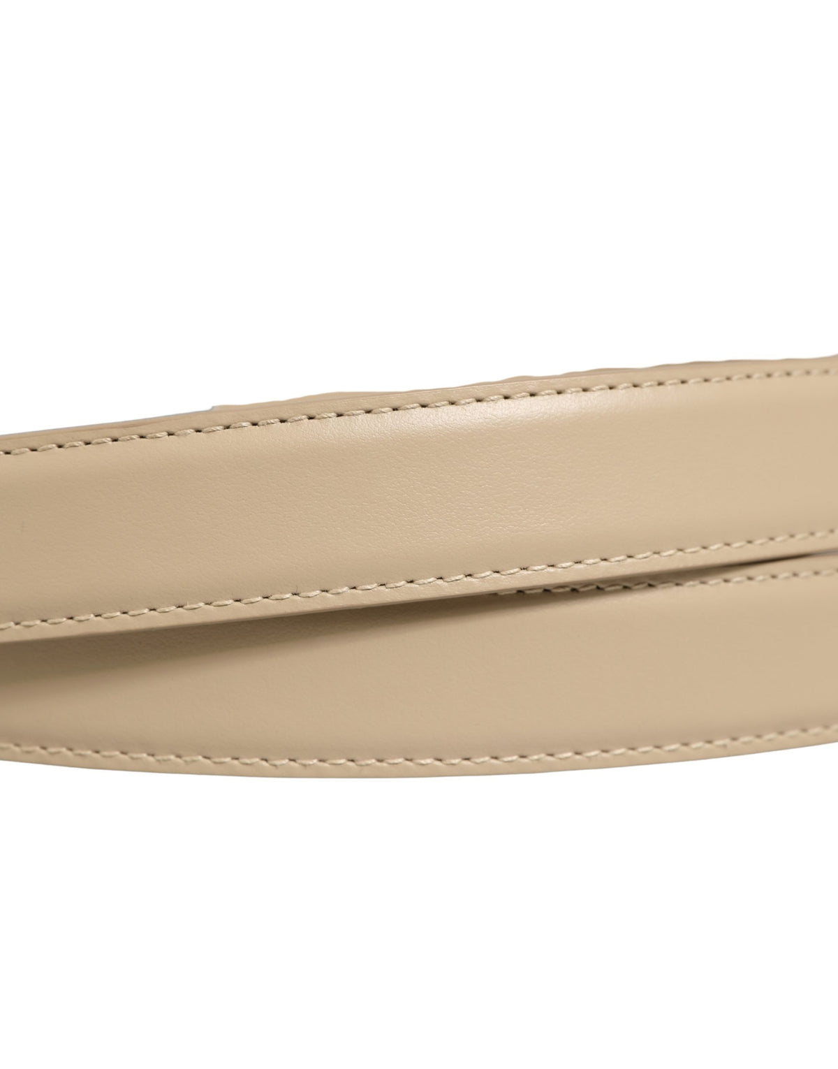 Beige Leather Double Wrap Gold Buckle Belt