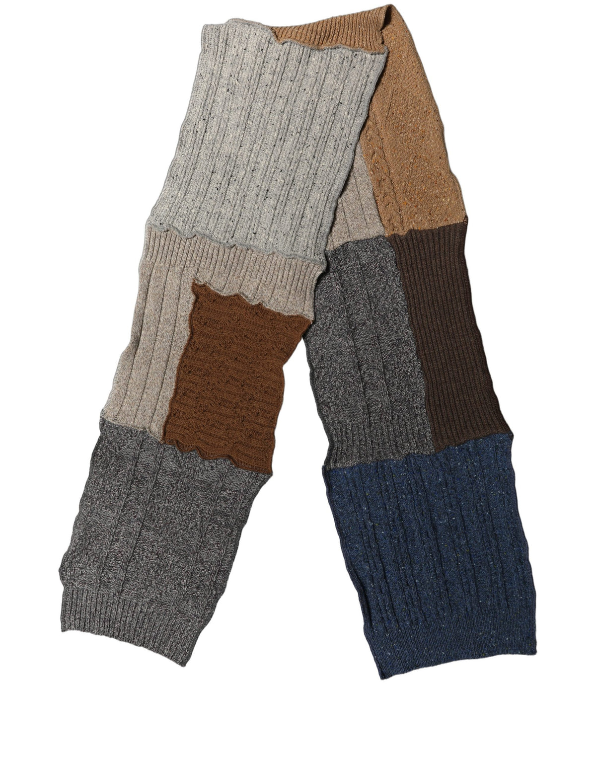 Multicolor Patchwork Wool Knit Shawl Scarf