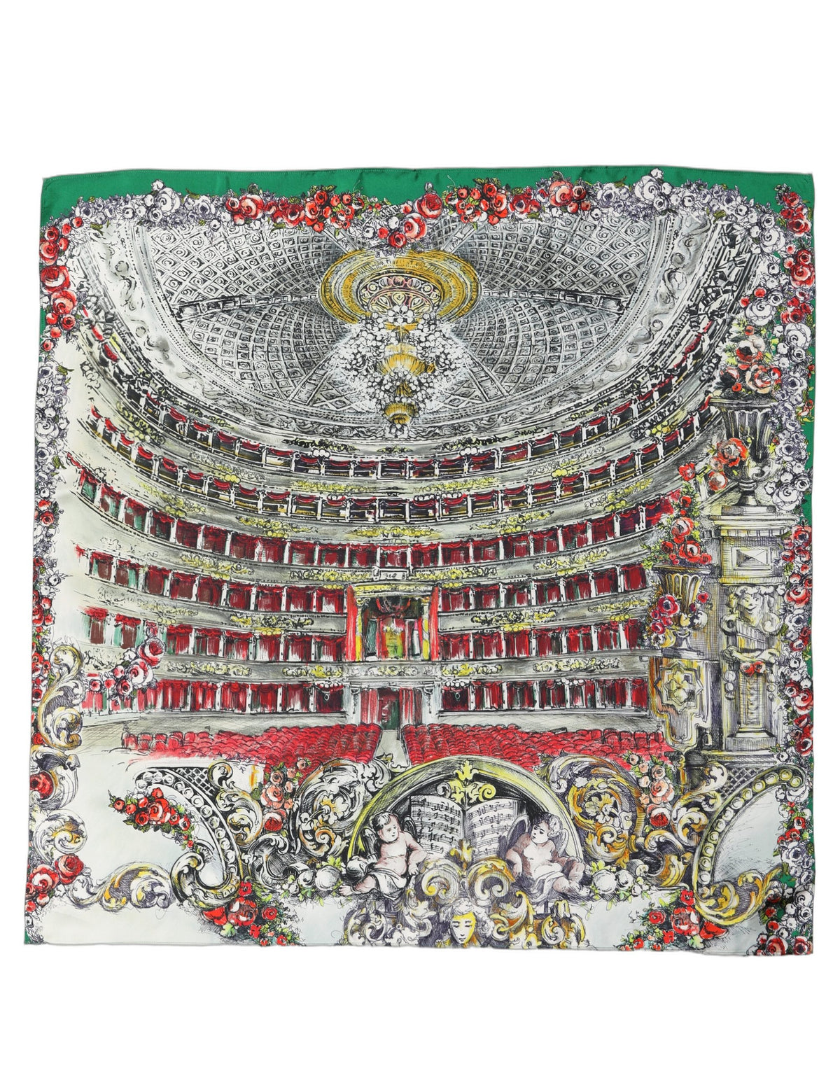 Multicolor Silk Printed Square Foulard Scarf