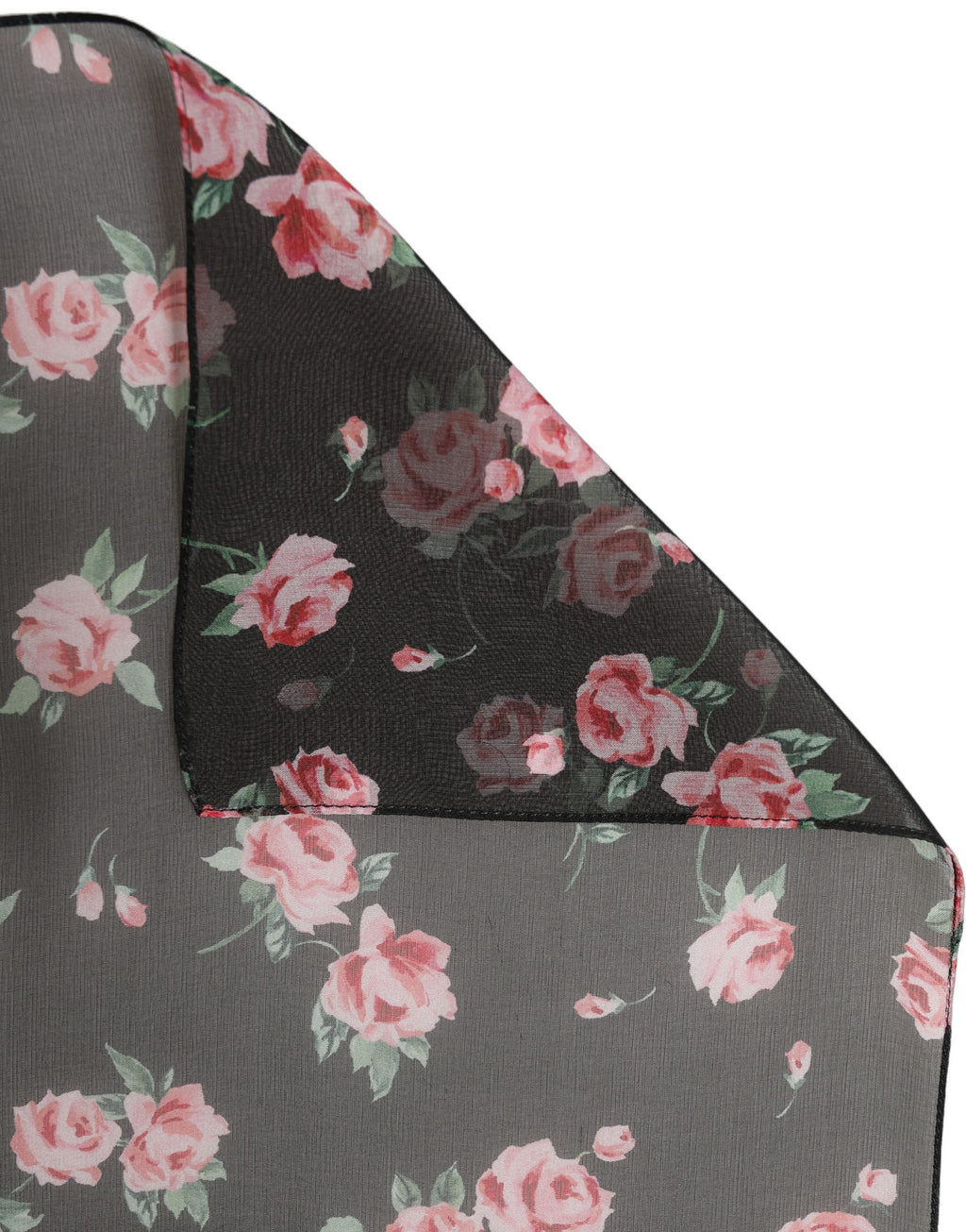 Black Silk Floral Chiffon Long Stole Scarf