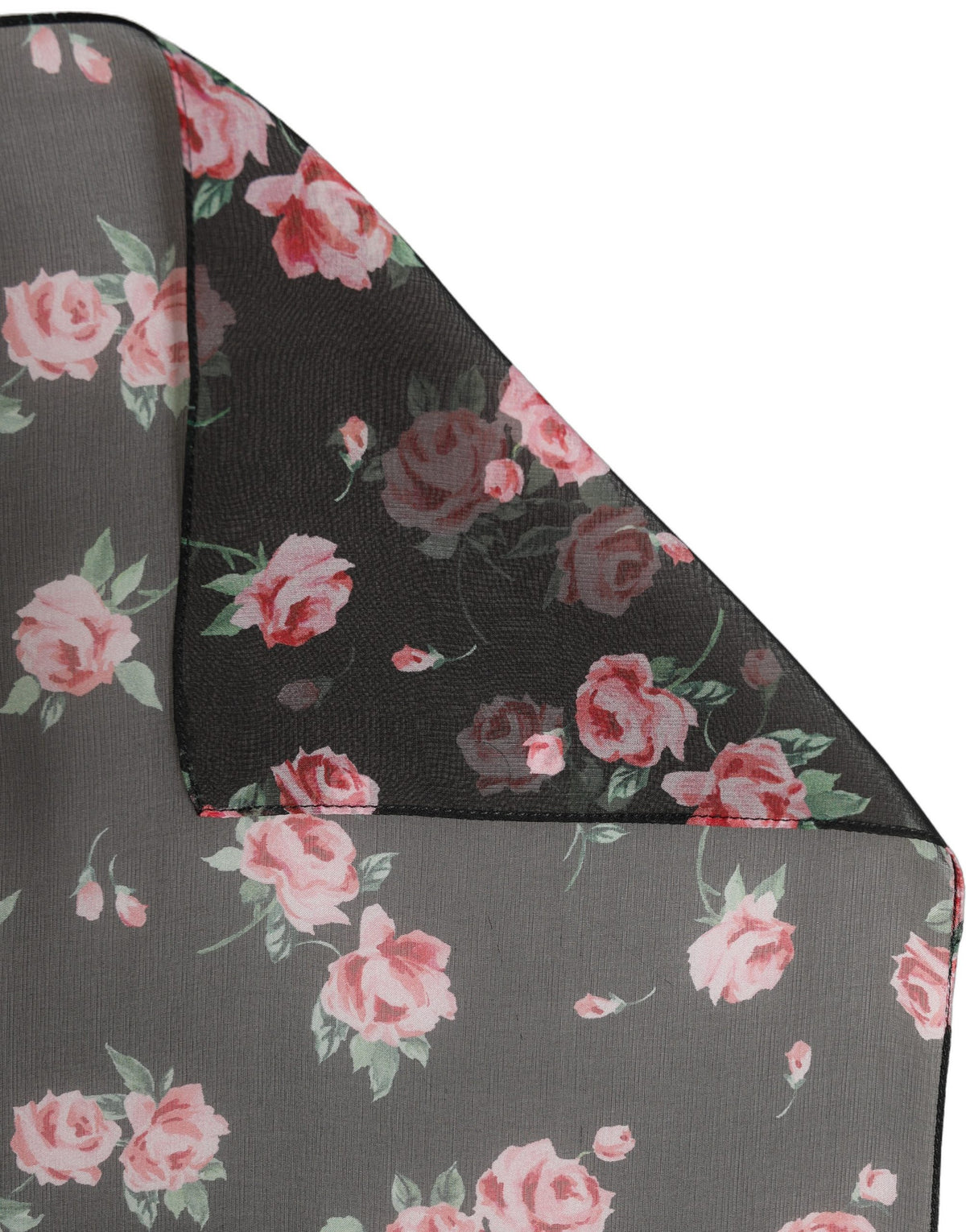 Black Silk Floral Chiffon Long Stole Scarf