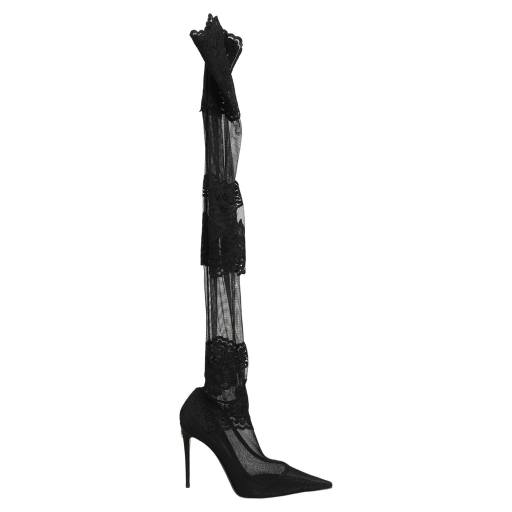 Black Over The Knee Sock Pumps Boots Shoes