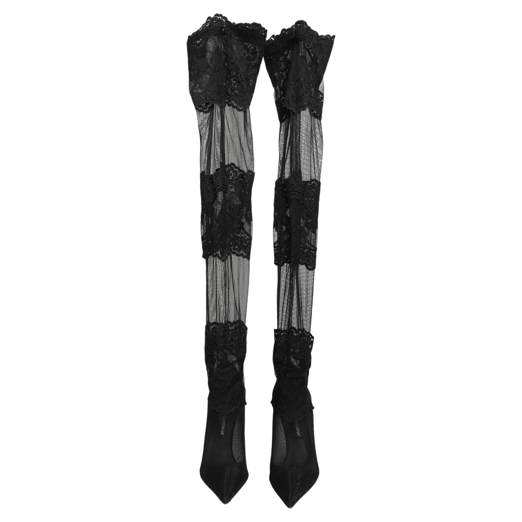 Black Over The Knee Sock Pumps Boots Shoes