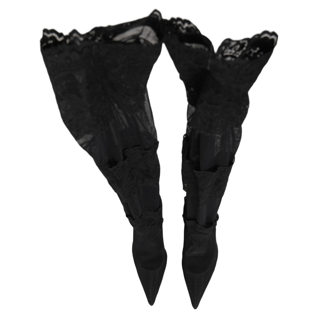 Black Over The Knee Sock Pumps Boots Shoes