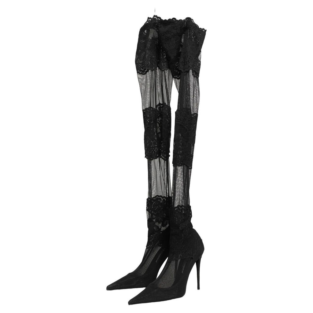 Black Over The Knee Sock Pumps Boots Shoes