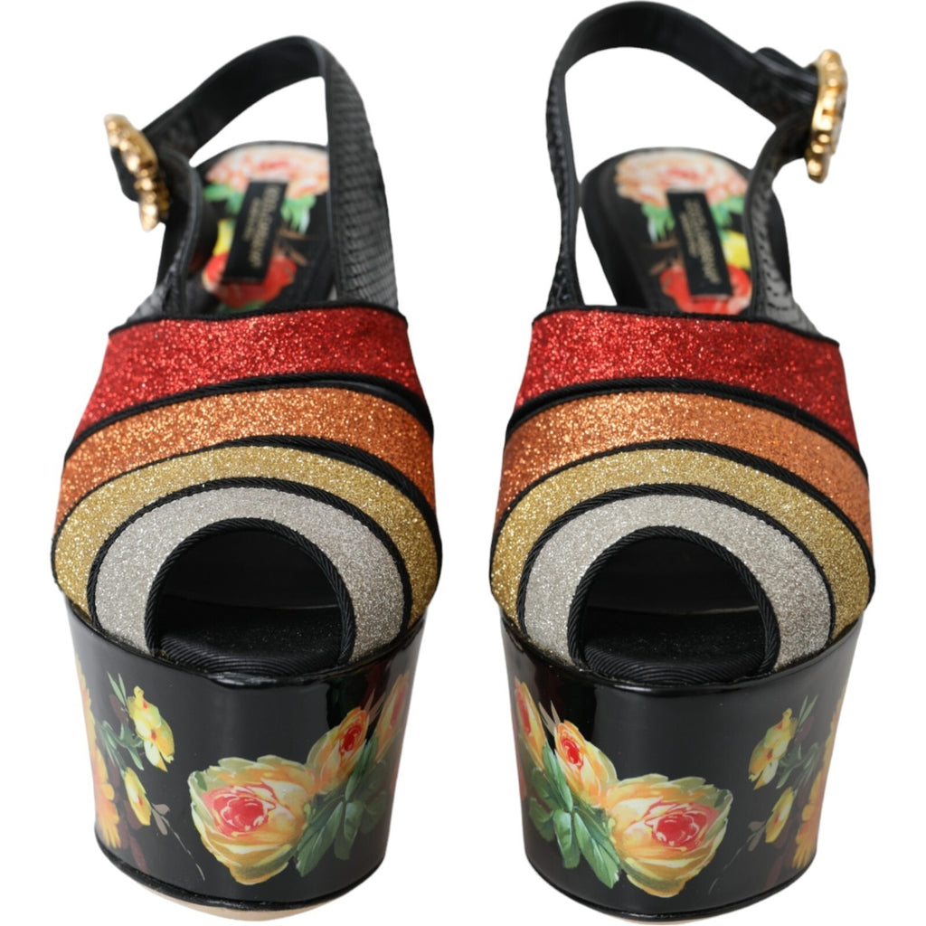 Multicolor Floral Crystal Platform Sandals Shoes