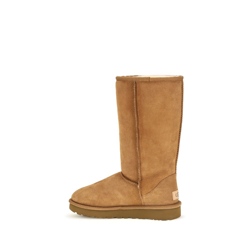 Beige Leather Ankle Boots