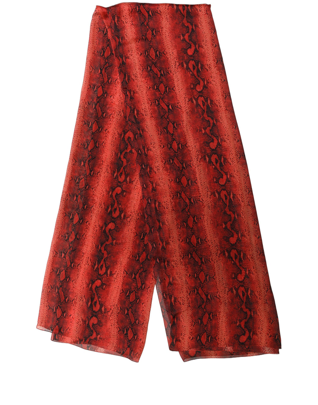 Red Black Printed Silk Sheer Foulard Scarf