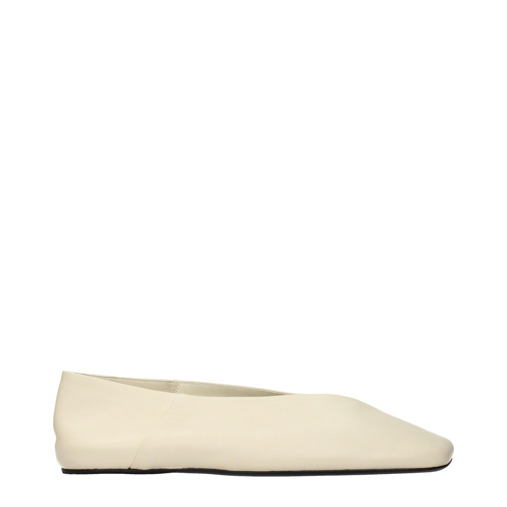 Beige Leather Ballet Flats