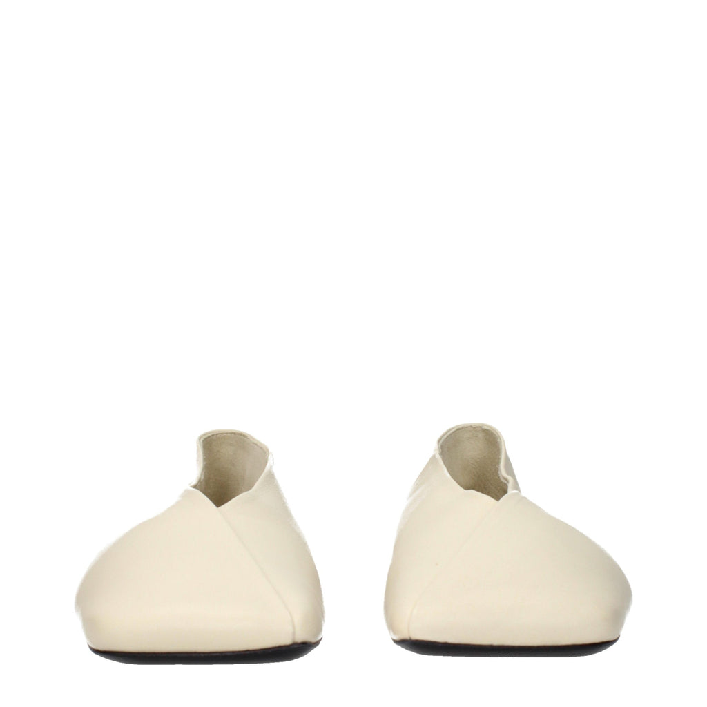 Beige Leather Ballet Flats