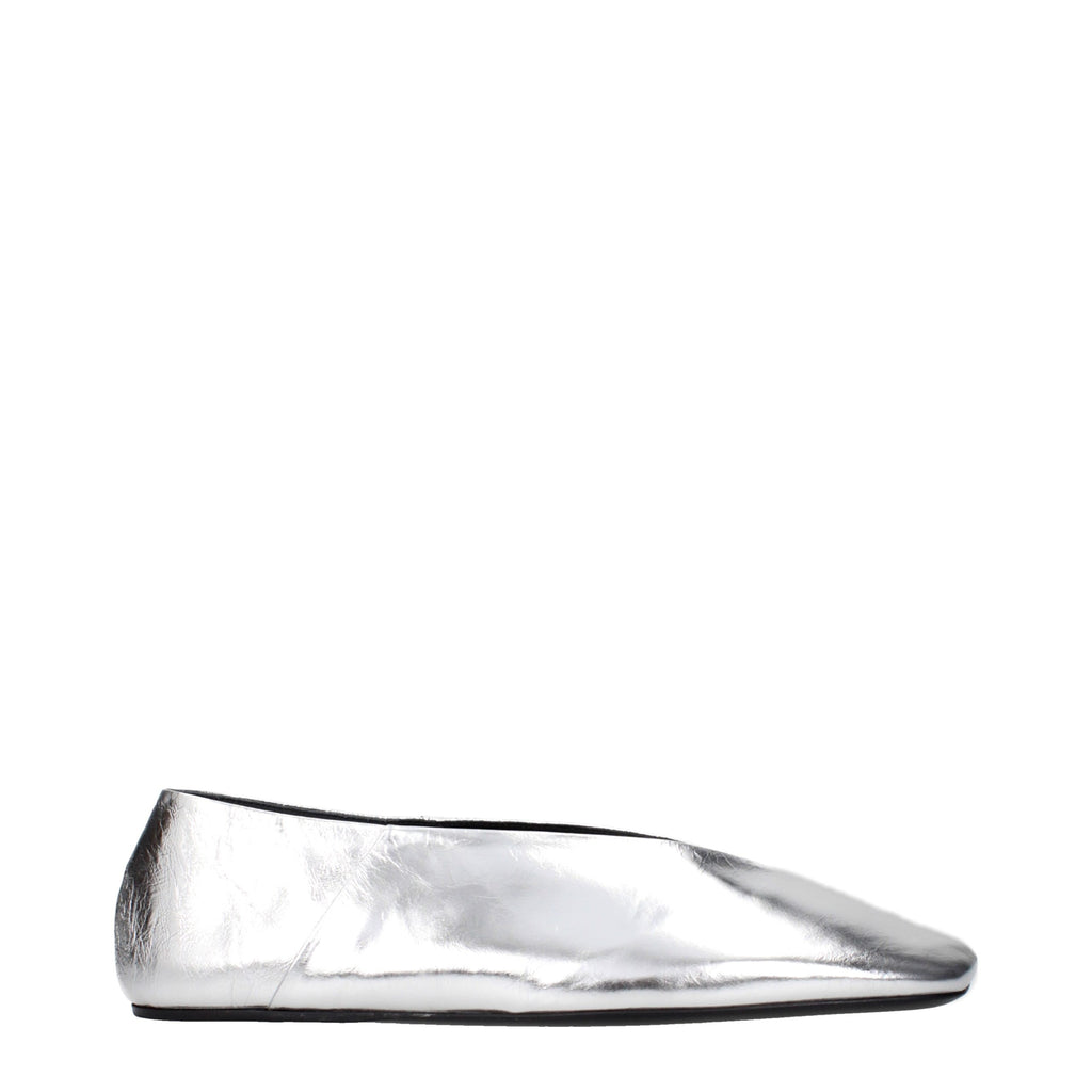 Gray Leather Ballet Flats