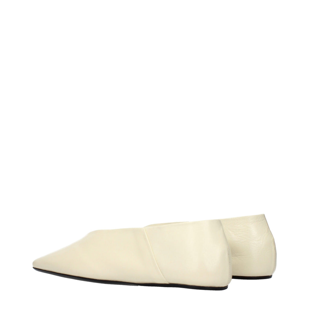 Beige Leather Ballet Flats